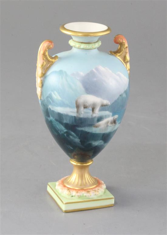 A Royal Worcester vase, painted by Harry Davis, height 14.5cm